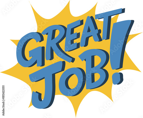 Pop Art Comic Style Great Job Word Bubble Vector