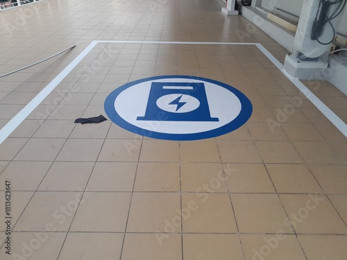 Special parking sign symbol for electric cars when charging