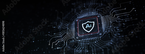 AI Transforming Industries Illustrated on a Processor Touched by a Human Hand.