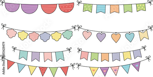 Six cute cartoon fairies with wings and green dresses in different poses