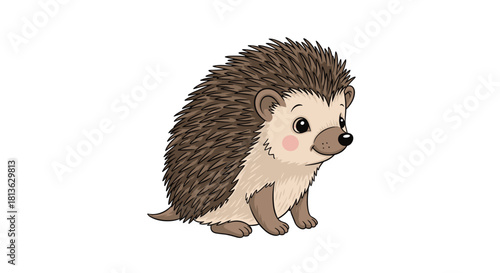 Adorable hedgehog illustration with charming detail, perfect for children's books or playful designs, bringing a touch of nature's sweetness
