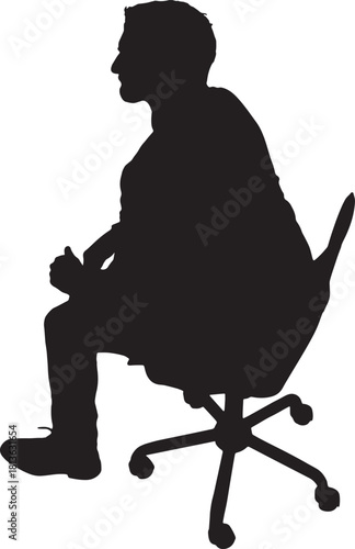 high angle view of silhouette back side view of a man sitting on chair