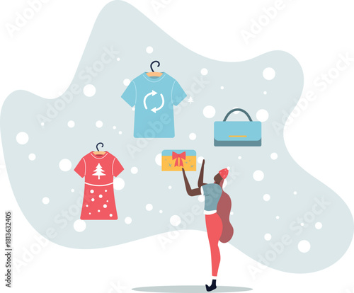 Sustainable fashion concept.Slow fashion and thrift or second hand shopping.life and employment of people.