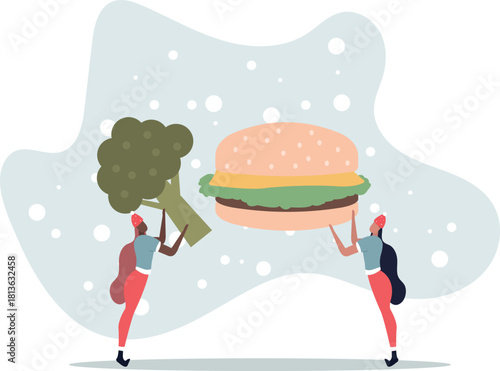 Unhealthy nutrition concept. Diet and ration, active and sedentary lifestyle.life and employment of people.