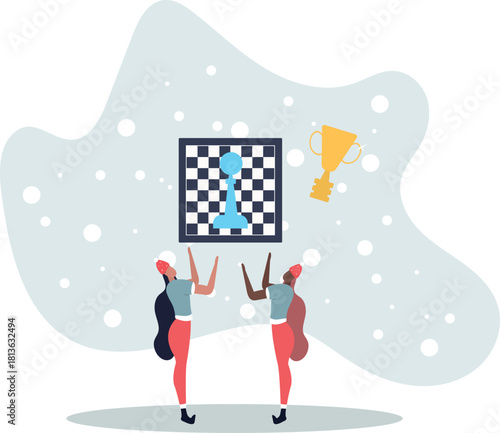People hobbies and favorite activities.woman rivals contenders for the cup. concept of chess and board games.life and employment of people.