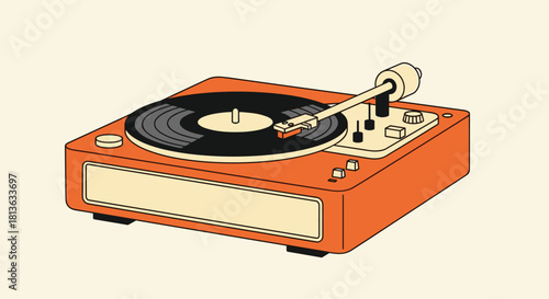 Groovy retro vibes with a classic orange record player, perfect for music lovers and vintage enthusiasts seeking stylish audio equipment