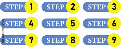olorful Step Number Icon Set - Graphic elements for process, tutorial, and workflow vector