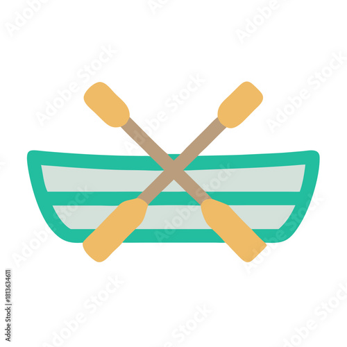 Illustration of rowboat with oars crossing on a black background