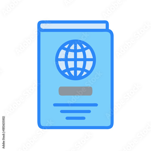 Graphic illustration of a passport against a black background