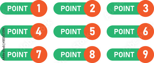 Set of Cute Pastel POINT Numbered Icons - Graphic elements for lists, headings, vector