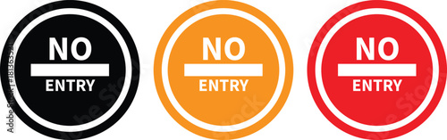 No entry sign set. No entry sign solid icon vector