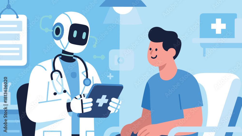 Fototapeta premium AI Doctor Consulting Patient The Future of Healthcare