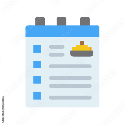 Blue notepad icon with ship image for business project