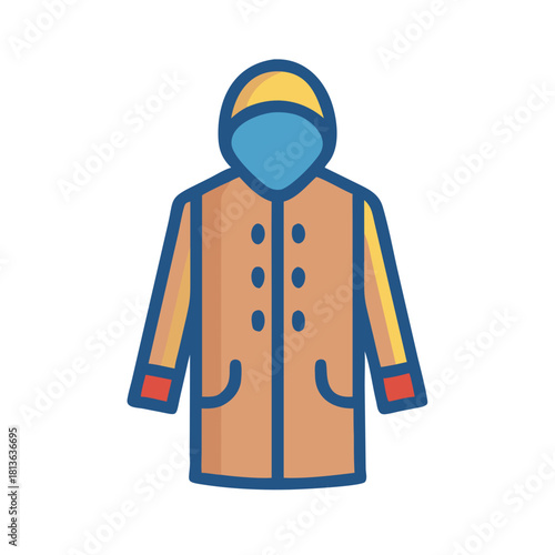 Cartoon style raincoat illustration on a black background