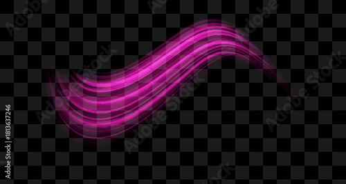 Violet shiny sparks of spiral wave. Curved bright speed line swirls. Shiny wavy path. Rotating dynamic neon circle. Magic golden swirl with highlights.