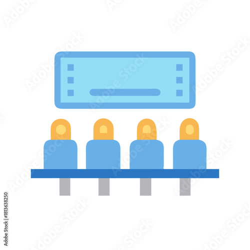 Flat illustration of audience seating watching screen in theater