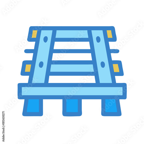 Stylized blue and white train track on black background