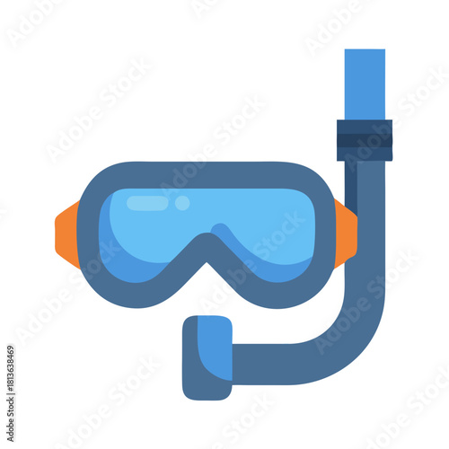 Snorkel and mask icon against black background for summer