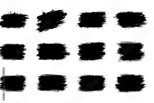 Wallpaper Mural Ink brushstroke and paintbrush template with splashes grunge. Vector set black ink brush stroke. Dirty artistic design elements. Grunge splatter, dirt stain, brush with drops blots. Vector ink box Torontodigital.ca