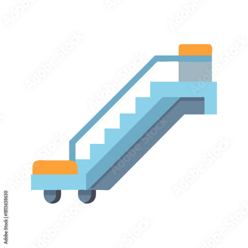 Aircraft stairs in blue and orange on black background