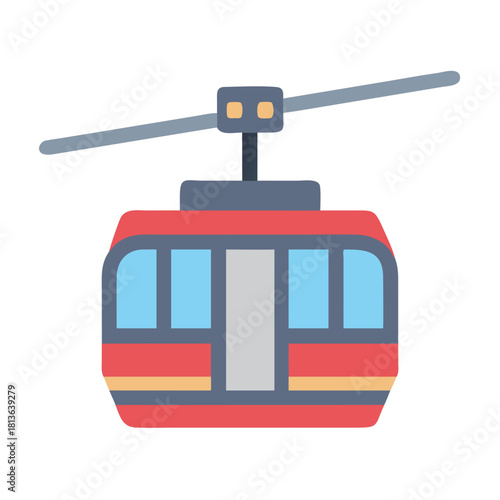 Flat icon illustration of an isolated cable car cabin
