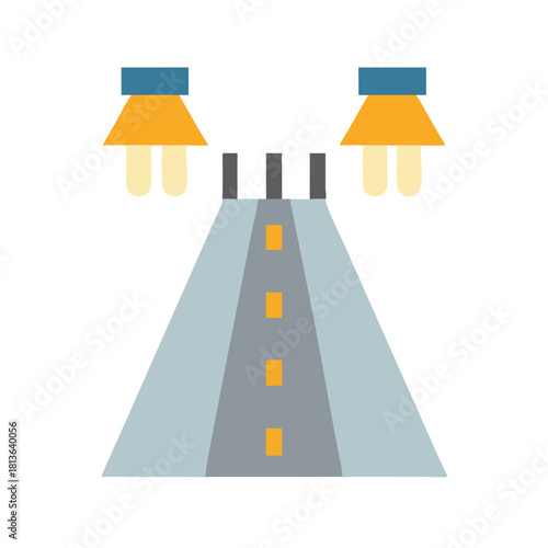 Minimalist road design featuring streetlights on black background