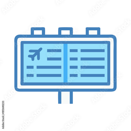 Airport departure and arrival schedule board stylized illustration design