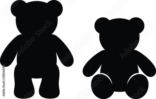 Two black teddy bear silhouettes facing left