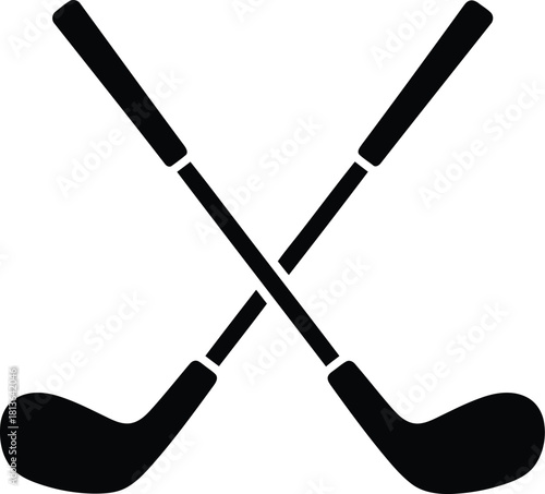 Crossed golf clubs silhouette icon vector