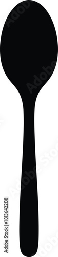 Black silhouette spoon isolated on white background