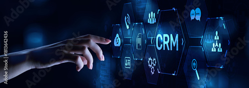 CRM Customer relationship management software system business technology concept.