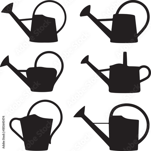 Watering Cans Silhouette with Vintage Metal Plastic Ceramic Long Spout Short Spout and Bucket Style