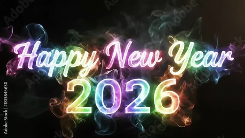 Rainbow Smoke Reveal with Glowing New Year Message