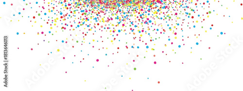 Colorful confetti falling down on a white background, creating a festive and celebratory atmosphere.
