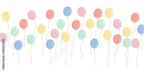 Ballons pastel flottants – Décor festif léger et coloré – Illustration joyeuse pour événements