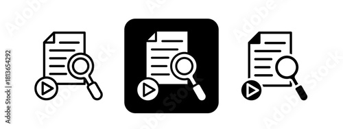 Analytics Solid color and black line drawing vector illustration set