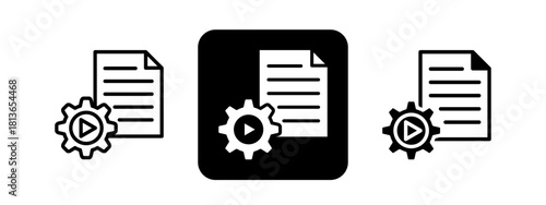 Content Management Solid color and black line drawing vector illustration set