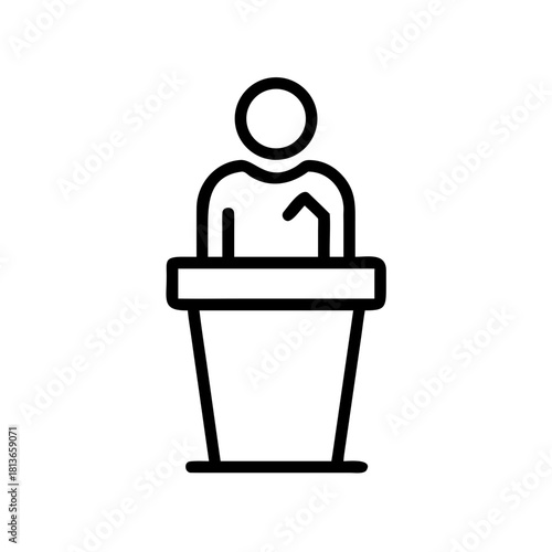 Speaker at Podium with Headset Microphone Icon