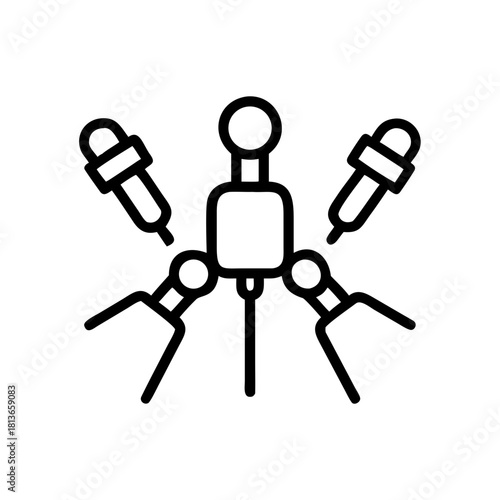 Interview Press Conference Icon with Person and Microphones