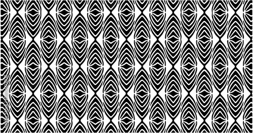 Vertical oval wave pattern in black and white forming a repeating abstract decorative texture.