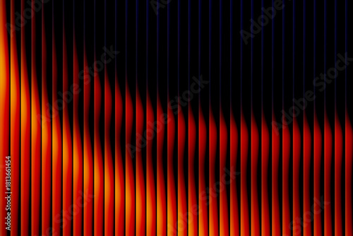 Dynamic abstract background featuring vertical stripes in warm orange and red tones, transitioning into a dark shadow, creating a vibrant visual