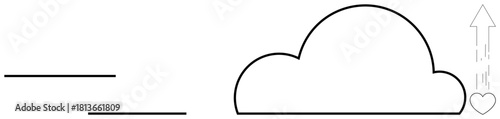 Cloud with an arrow-connected heart rising upward, signifying care, technology, growth, success, and digital transformation. Ideal for innovation, progress, teamwork creativity hope connection