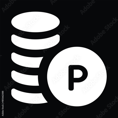 Stack of coins with payment symbol icon for business and finance