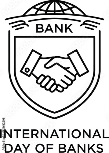 Vector art of an International Day of Banks  with handshake and globe