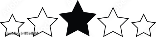 Five star rating flat monochrome isolated vector icon.