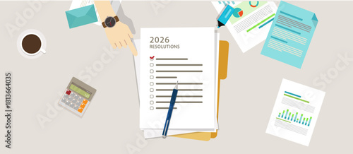 Planning for the Future: 2026 Resolutions List with Checkmark and Pen