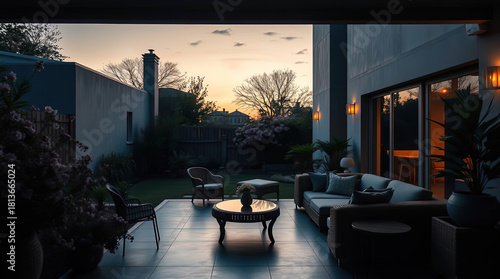 A cozy house with a place to relax, a cozy beautiful interior of a house with a garden