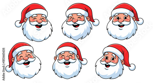 Joyful Santa Claus Faces A Collection of Cheerful Christmas Avatars for Festive Designs