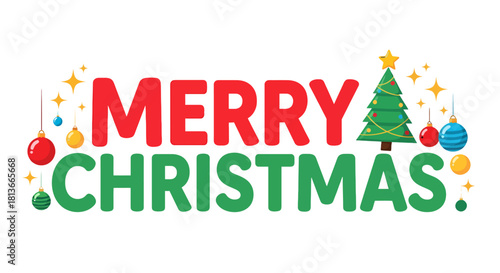 Merry Christmas Festive Text and Decorations for the Holiday Season