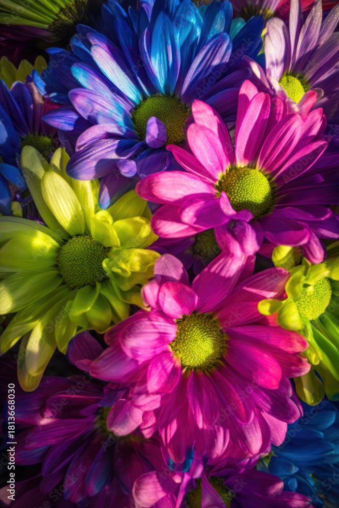 Fototapeta premium Vibrant floral display close up of colorful daisies for design and decoration